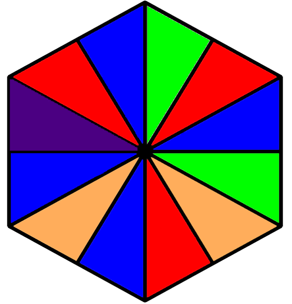 multicoloured hexagon