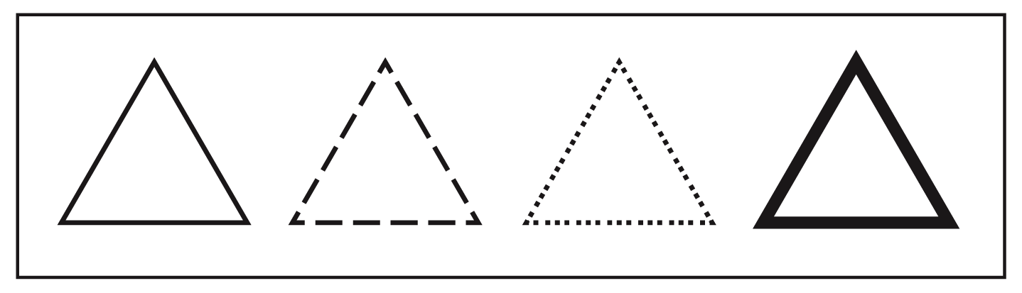 Watch out for shapes with different types of outlines